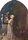 Frans Van Mieris Canvas Paintings - Woman before the mirror